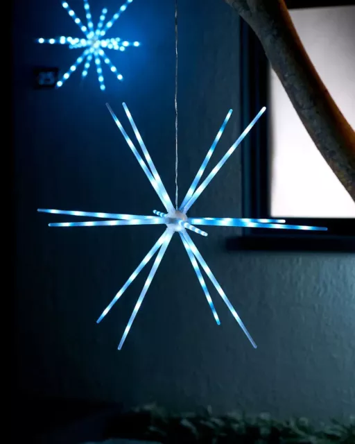 Pre-Lit Hanging Starburst Decoration 70 Ice White LED Light Christmas Display