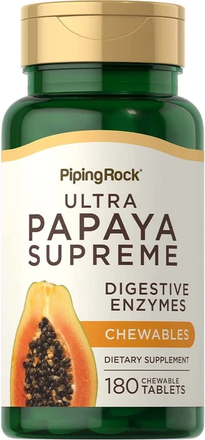 Papaya Enzymes Chewable | 180 Tablets | Vegetarian Digestion Formula | Non-Gmo,