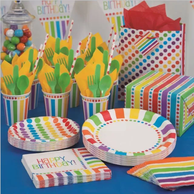 Rainbow Colourful Birthday Party Decorations Banner Tableware Supplies Balloons