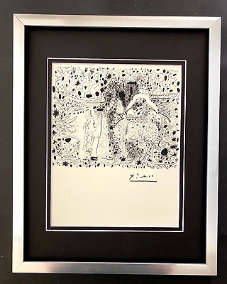 Pablo di Picasso + 1955 Firmato Superbo Stampa Opaca E con Cornice + List