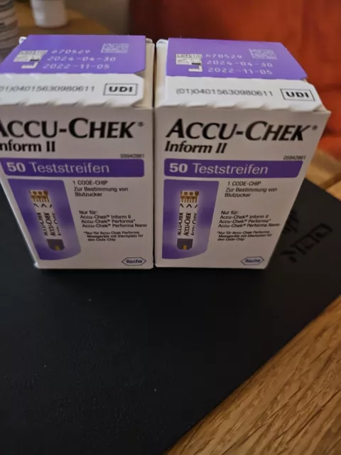 100 Stück Accu Chek Inform II, 2 X 50 Stück, MHD 2024-04-30.Akku Check Performa