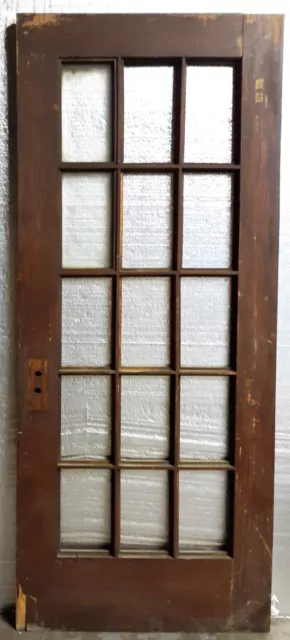 32x79.5"x1.75" Antique Vintage Old Wood Wooden Exterior French Door Window Glass