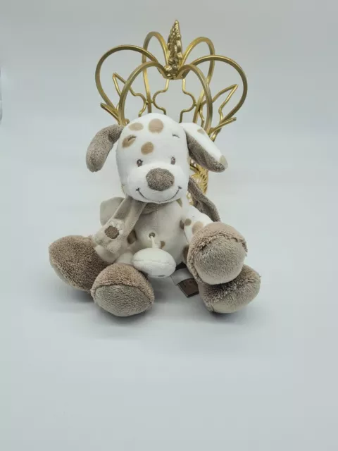 37 - Doudou Peluche Chien Marron Blanc Musical Dalmatien Max Noa Nattou Tbe