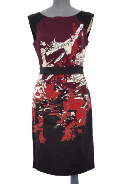 French Connection Dress Pencil  Red Marble Abstract Print Cotton Elegant UK 8