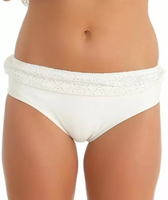 Athena Womens Gazebo Crochet Banded Bikini Bottom White Size 8 -