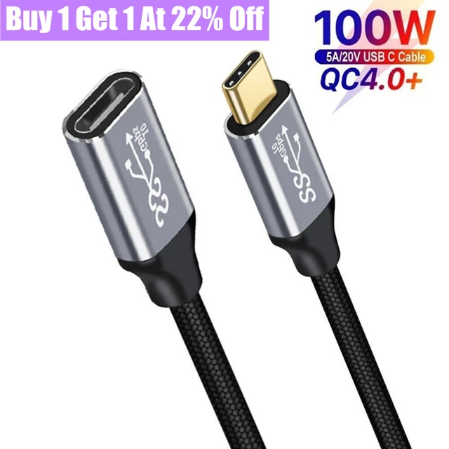 USB 3.1 Type-C Extension Cable USB-C Male to Female Charging 100W 4K 10Gbps Cord