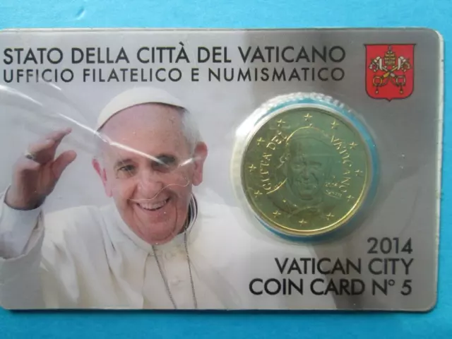 Coin Card N°5 / Euro Du Vatican Piece 50 Cent Benoit 16 Annee 2014