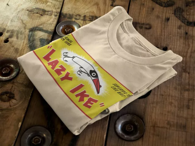 LAZY IKE FISHING Lures Vintage Tackle T-Shirt - Original Live Bait shirt  £32.41 - PicClick UK
