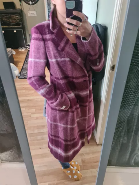 TED BAKER FREDYE Check Long Wrap Coat Jacket Pink Tartan Check 3 10 12 6 8 38 40 250.00 PicClick UK