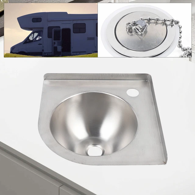 CORNER BASIN SINK RV Caravan Motorhome Stainless Camper Hand Wash Basin