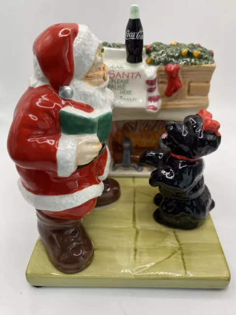 Coca-Cola Christmas Holiday Portraits Salt Pepper Shakers Santa Puppy Fireplace