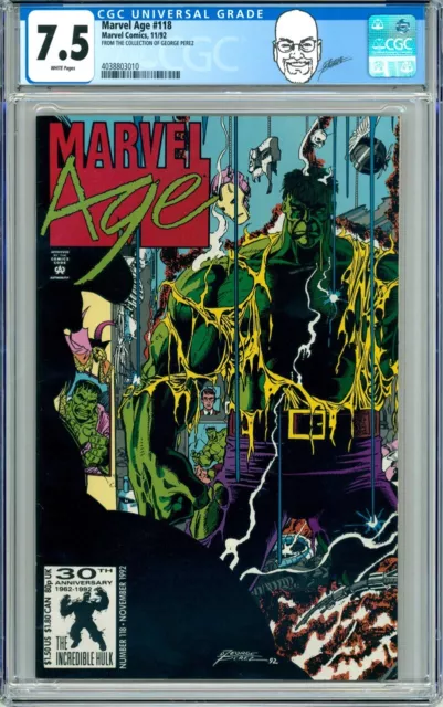 George Perez Pedigree Copy CGC 7.5 Marvel Age #118 Hulk Art 1st Maestro Preview