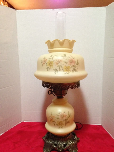 Vintage Hurricane Lamp 3 Way Light Off White 25.5 Inches High And 10 Inches Wide
