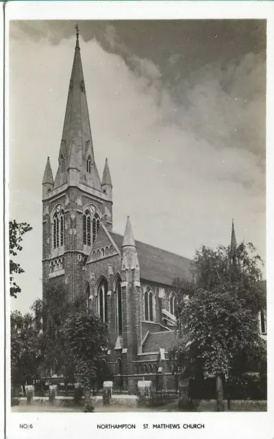 Lovely Scarce Old R/P Postcard - St Matthews Church - Northampton C.1939