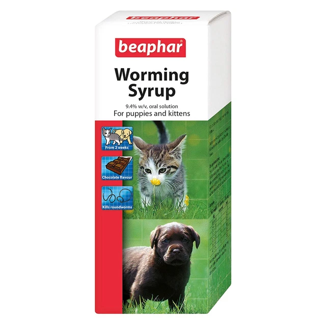 Beaphar Ascáride para Gusanos Jarabe Choc Cachorro Gatito Mascota Oral Vermicida