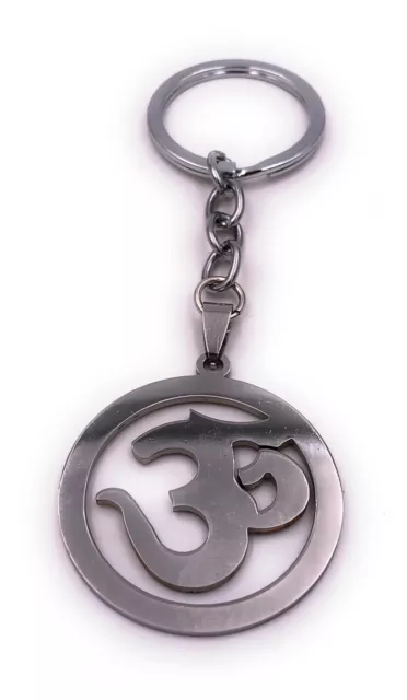 Om Zeichen Symbol Hindu Goa im Kreis Silber Schlüsselanhänger Anhänger