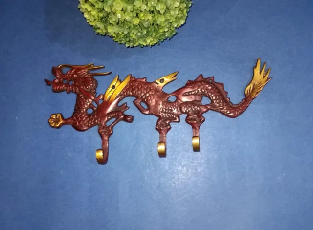 Evil Dragon Shape Wall Hook Brass Mythical Creatures Design Key Holder Dec AJ098