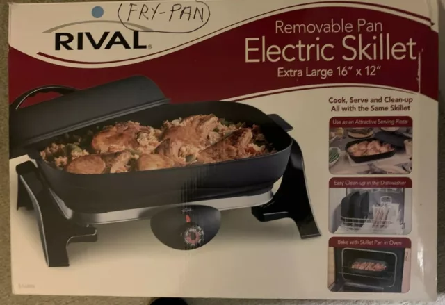 RIVAL ELECTRIC EXTRA Large Skillet Fry Pan S16RW Black Removable
