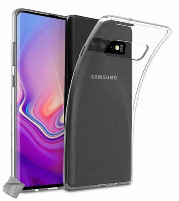 Housse etui coque silicone gel Samsung Galaxy S10 Plus + film ecran TRANSPARENT