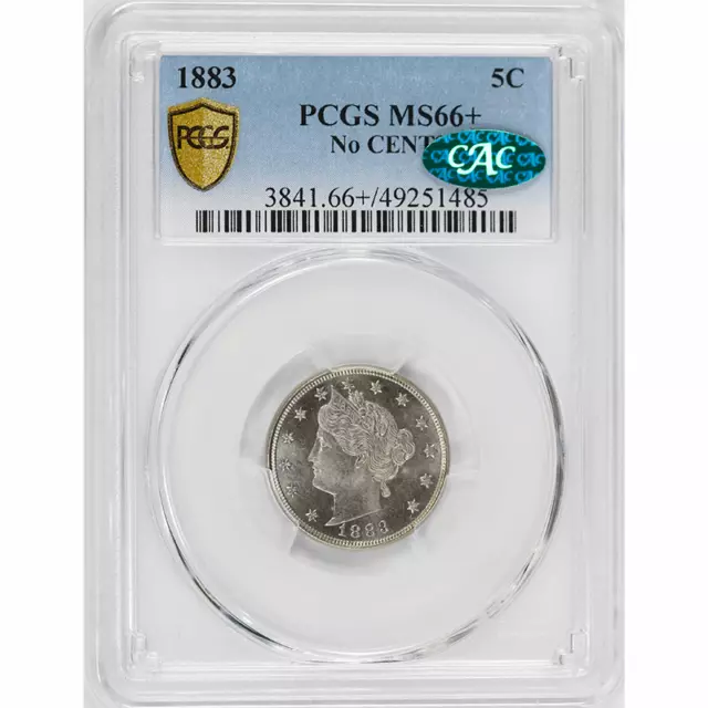 1883 5c Liberty V Nickel NO CENTS - PCGS MS66+ CAC - Amazing Luster, PQ+