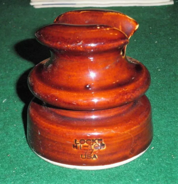 Vintage Porcelain Ceramic Brown Insulator "Locke Hi-Top"