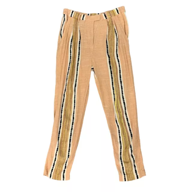 Free People Out And About Trousers Womens 4 Striped Woven Summer Button Fly Pant