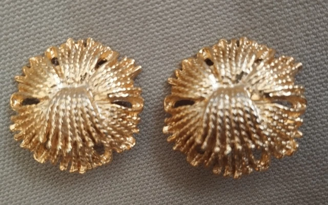 Chic boucles d’oreilles clips métal doré verte et strass vintage