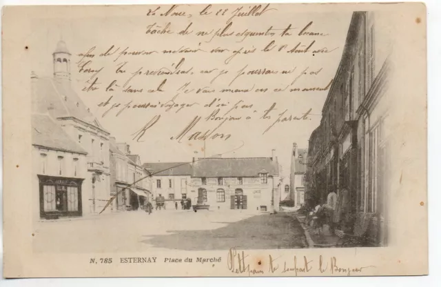 ESTERNAY - Marne - CPA 51 - la place du marché - carte 1900