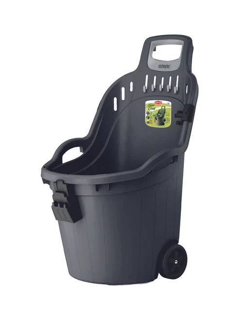 Carrello carriola porta legna porta tutto foglie da giardino in resina grigio po