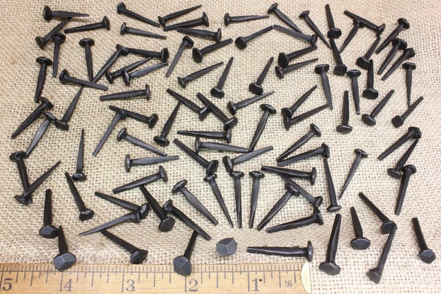 1" Rose head 100 nails square wrought iron vintage rustic Decorative historic
