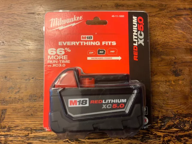 New Milwaukee 48-11-1850 Battery M18 18V 18 Volt XC 5.0 Ah Red Lithium Ion