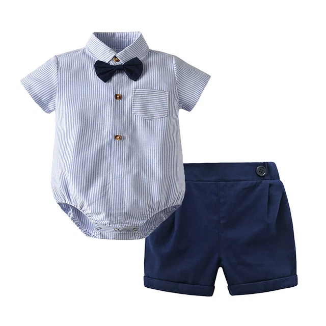 Camicia TiaoBug bambino maniche corte body tuta mosca + pantaloncini outfit gentleman
