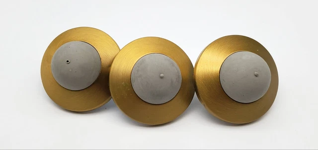 Vintage Wall Door Stop Satin Brass Glynn Johnson 2in Lot of 3 NOS