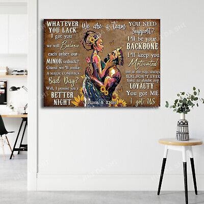African Couple Wall Art Black Queen Black King Wall Decor Canvas Painting Poster