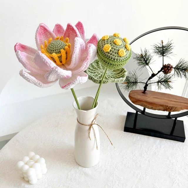 FIORE ARTIFICIALE ALL'UNCINETTO fiore artificiale all'uncinetto fiore simulato EUR 48,21