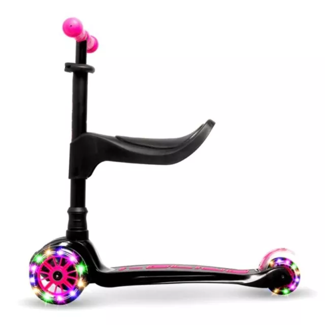 I-GLIDE 3 Wheel Kids V3 Kick Scooter Black/Pink w/ Toddler Seat - FREE SHIPPING