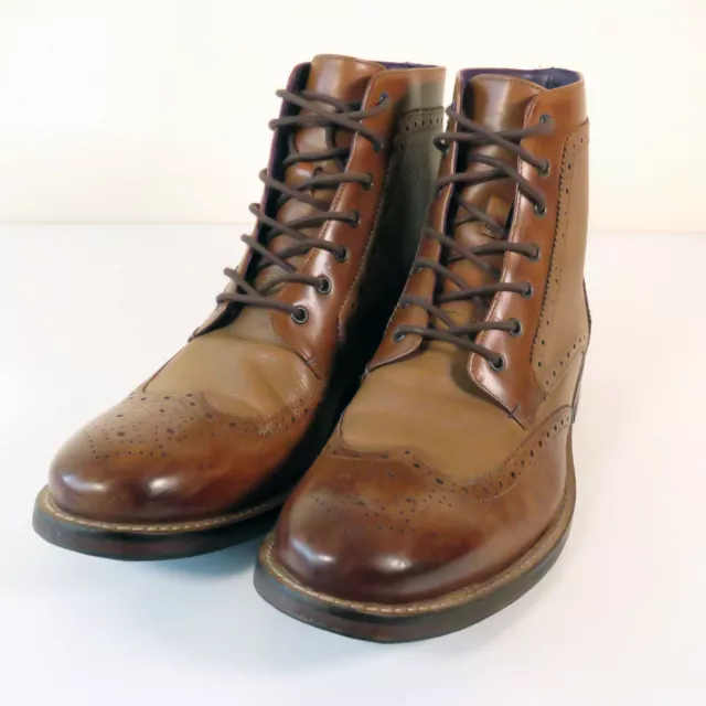 TED BAKER SEALLS Tan Brown Leather Derby Brogue Boots Shoes Mens UK 9.5 ...