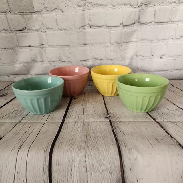 Pier 1 Set Of 4 Pastel Stoneware Prep Bowls Ice Cream Dessert Party Snacks