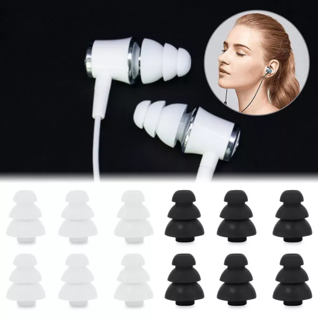 6 Pairs Silicone Triple Flange Earbuds Ear Tips For In Ear Earphones Headphones