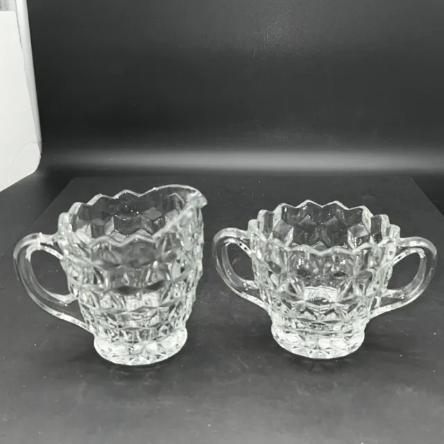 Vintage American Whitehall Fostoria Glass Creamer and Sugar Bowl