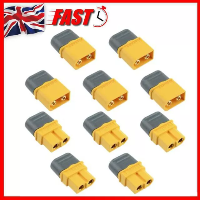 5 Pairs Male + Female XT60 Gold Plated Connector with Cap 30A - UK STOCK