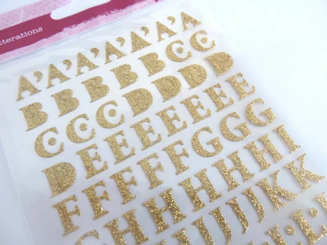 Brillante Purpurina Oro Adhesivo Letras Alfabeto Etiquetas Pegatinas WD-14