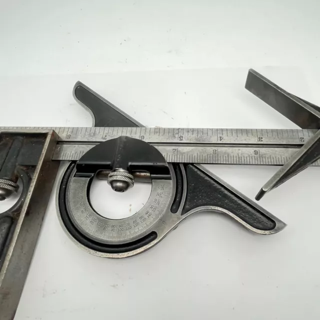 Vintage 12" UNION TOOL CO. Comb. Square w/ Center Finder & Protractor Machinists