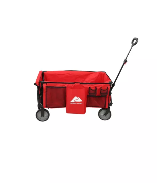 Ozark Trail Camping Utility Wagon with Tailgate & Extension Handle, Red