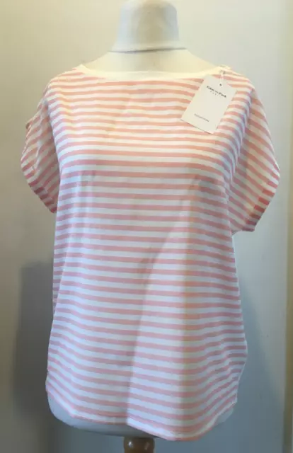 EDEN PARK Paris Womens Crepe Silk & Cotton T Shirt Top BNWT €135 Stripe/Plain