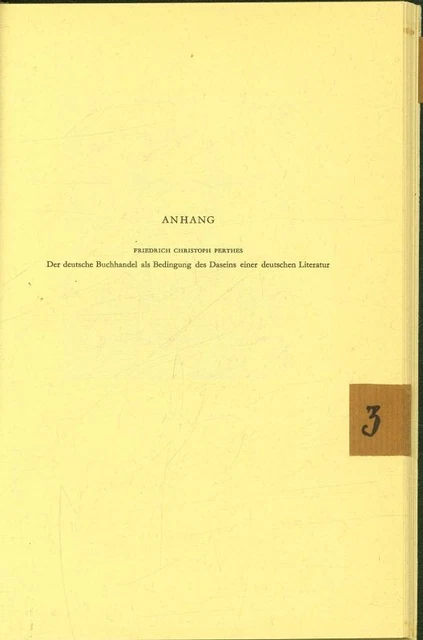 Der deutsche Buchhandel als Bedingung des Daseyns einer deutschen Literatur. Fri