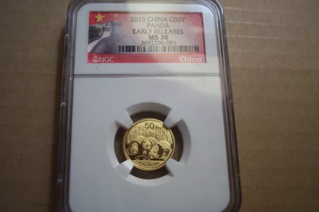 2013 New 1/10Th Ngc Ms70 China Panda Wall Of China Red Label 50Yn Early Release