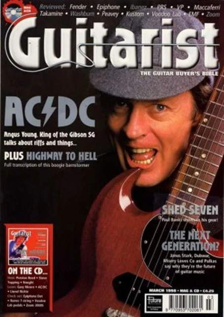 AC/DC ANGUS YOUNG UK 'Guitarist' Interview Clipping TRANSPARENCY £14.75 ...