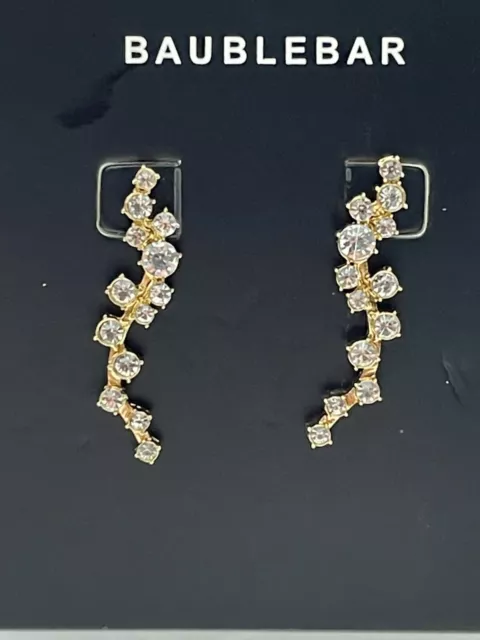 Gorgeous Goldtone Clear Rhinestone BAUBLEBAR Earrings on Card 2