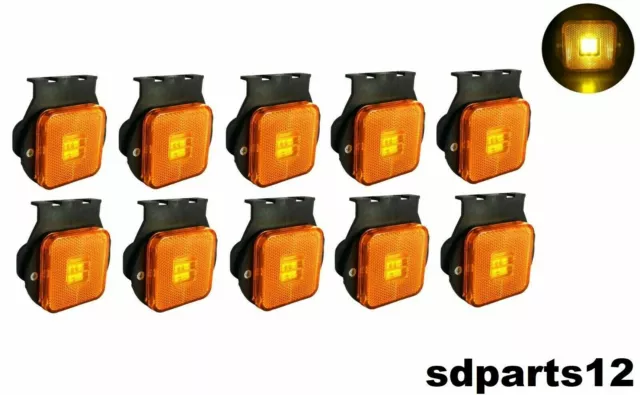 10x 24V Orange Ambre Led Feux de Gabarit Latéral Avec Supports Camion Remorque